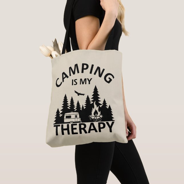 Bolso De Tela Camping es mi divertido lema de terapia de camper (Detalle)