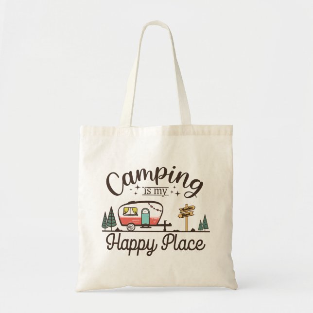 Bolso De Tela Camping Es Mi Lugar Feliz (Frente)