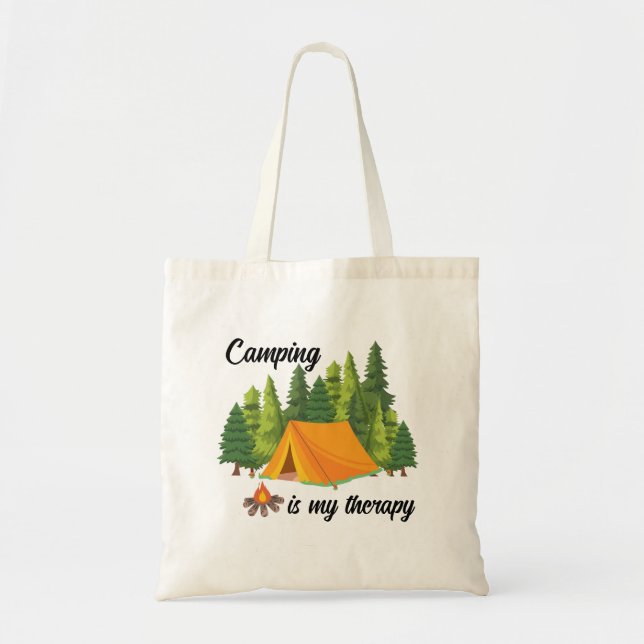 Bolso De Tela Camping es mi verano de terapia (Frente)