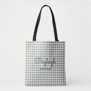 Bolso De Tela Camping Green Checkered Bridesmaid