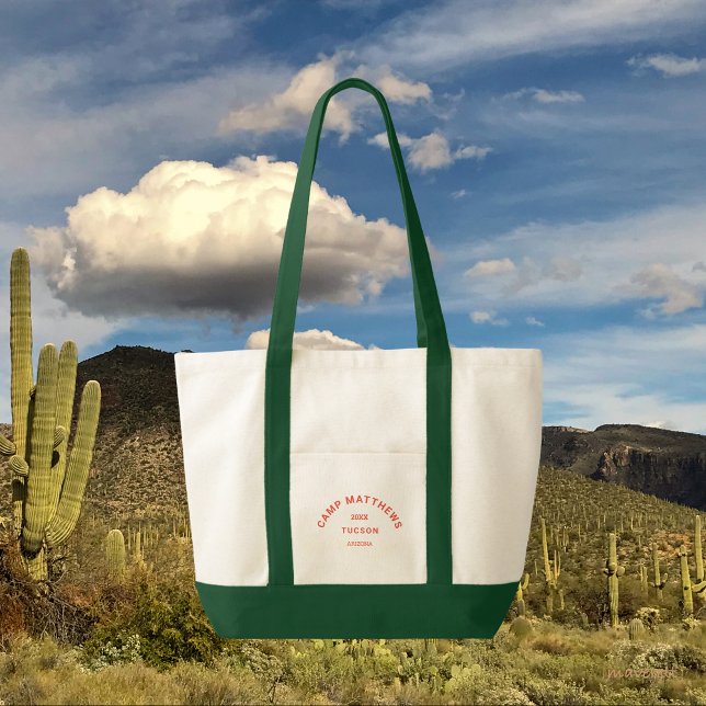 Bolso De Tela Camping Tema Naranja Familia Crest Green Trim (Subido por el creador)