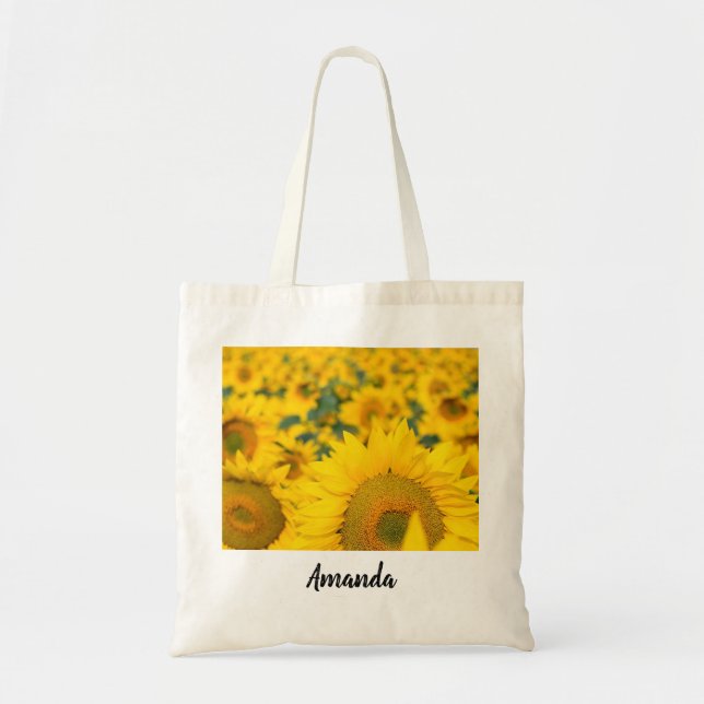 Bolso De Tela Campo amarillo de girasoles, fotografía (Frente)