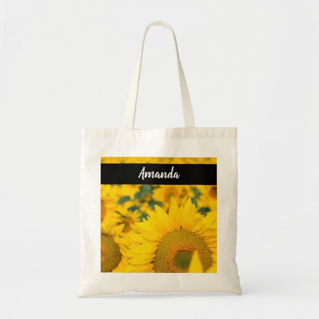 Bolso De Tela Campo amarillo de girasoles, fotografía (Frente)