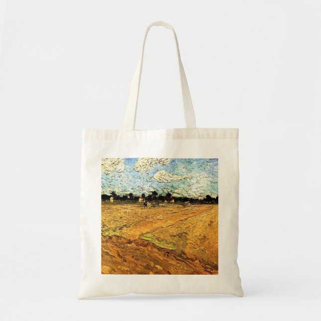 Bolso De Tela Campo comprimido (los Furrows) de Vincent van Gogh (Frente)