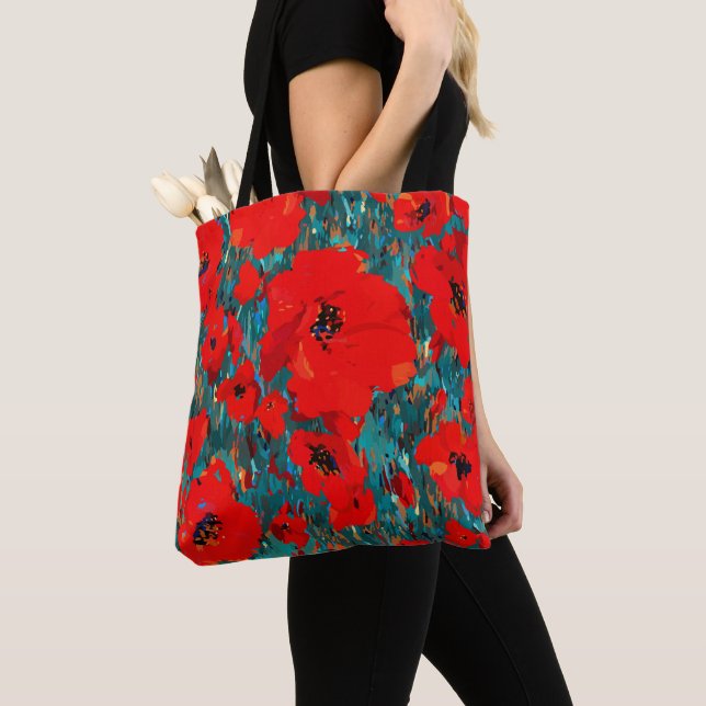 Bolso De Tela Campo de adormidera roja salvaje (Detalle)