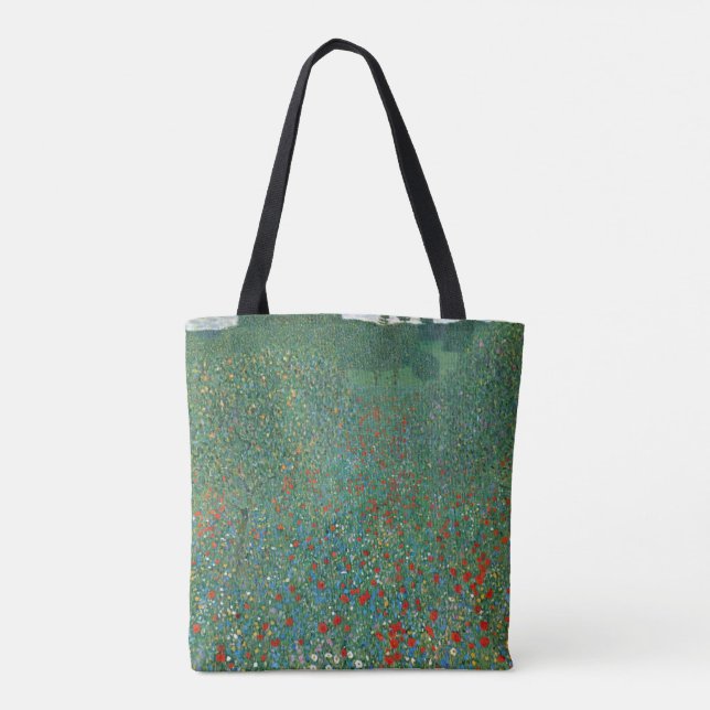 Bolso De Tela Campo de amapola por Gustav Klimt, Art Nouveau vin (Reverso)