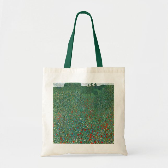 Bolso De Tela Campo de amapola por Gustav Klimt, Art Nouveau vin (Frente)
