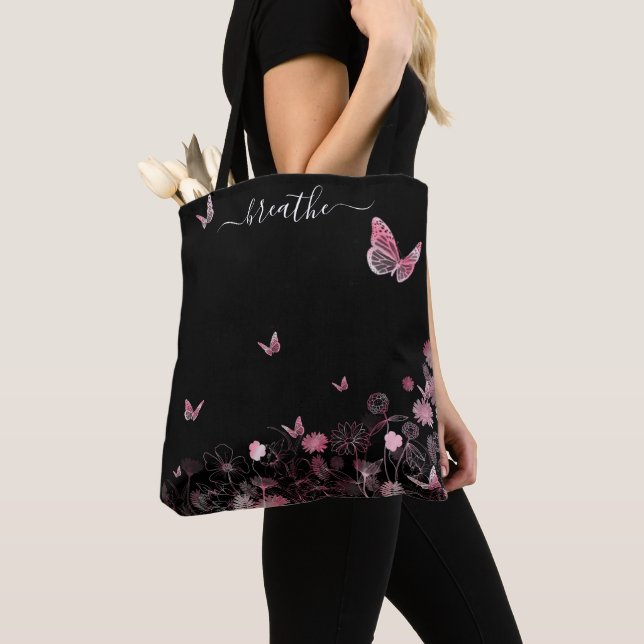 Bolso De Tela Campo de flores con mariposas (Detalle)