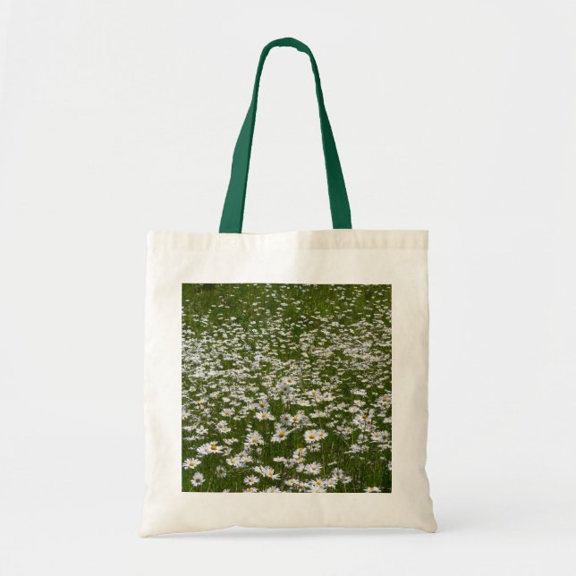 Bolso De Tela Campo de flores silvestres de Daisies Alaskan (Frente)