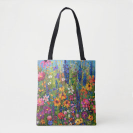 Bolso De Tela Campo de flores silvestres Pintura acrílica