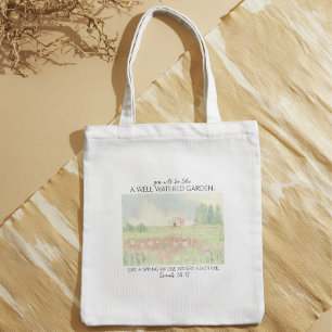 Bolso De Tela Campo de Flores Versículo Bíblico Cristiano