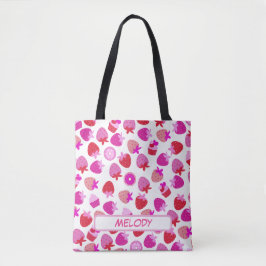 Bolso De Tela campo de fresa rosa verano naturaleza de la fruta