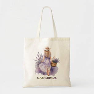 Bolso De Tela Campo de lavanda de Chica de acuarela