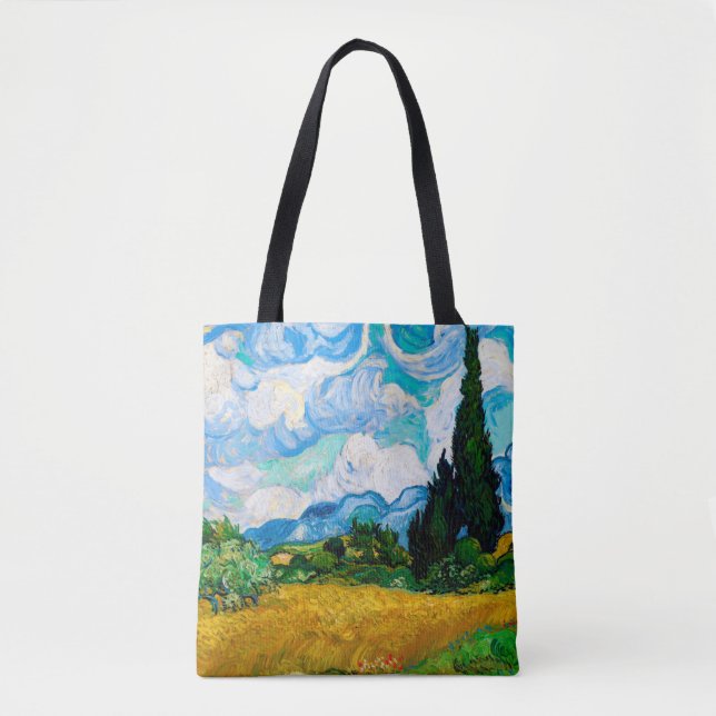 Bolso De Tela Campo de trigo con cipreses, Van Gogh (Anverso)