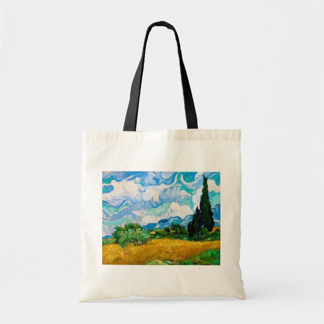 Bolso De Tela Campo de trigo con cipreses, Van Gogh (Frente)