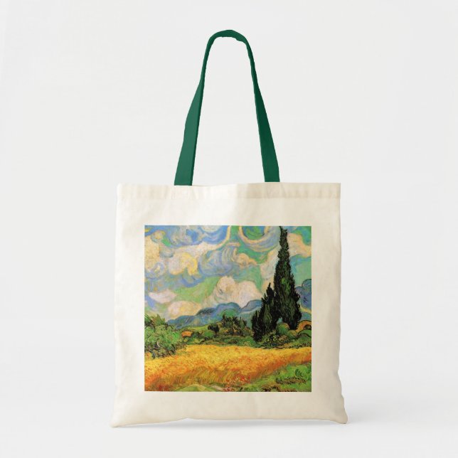 Bolso De Tela Campo de trigo Van Gogh con cipreses en la Alta Ga (Frente)
