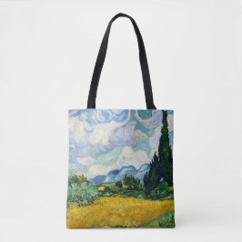Bolso De Tela Campo de trigo Van Gogh con cipreses. Impresionism