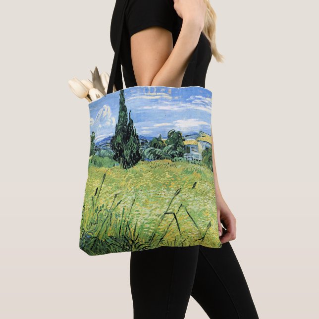 Bolso De Tela Campo de trigo verde con ciprés, (Detalle)