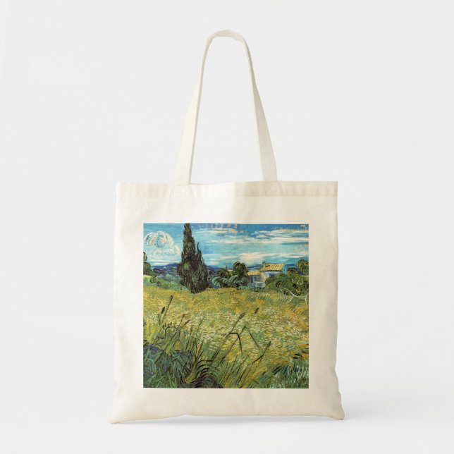 Bolso De Tela Campo de Trigo Verde Vincent van Gogh (Frente)
