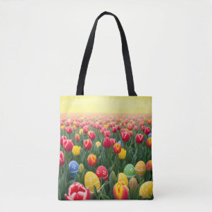 Bolso De Tela Campo de Tulipanes Vibrantes de Pascua