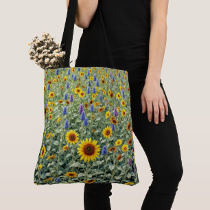 Bolso De Tela Campo de Verano de Girasoles y Flores Silvestres