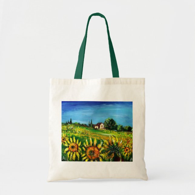 BOLSO DE TELA CAMPO Y GIRASOLES EN TOSCANA - (Frente)