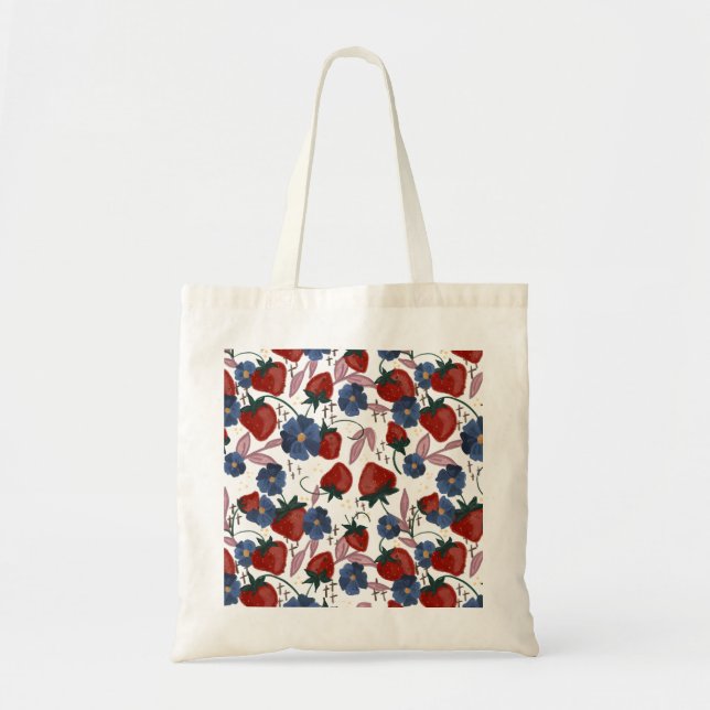 Bolso De Tela Campos de Fresas  (Frente)