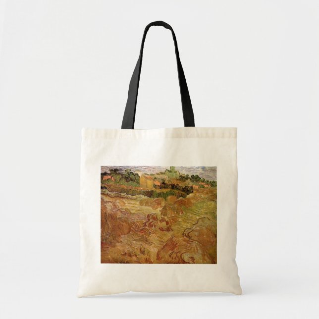 Bolso De Tela Campos de Trigo con Auvers por Vincent van Gogh (Frente)