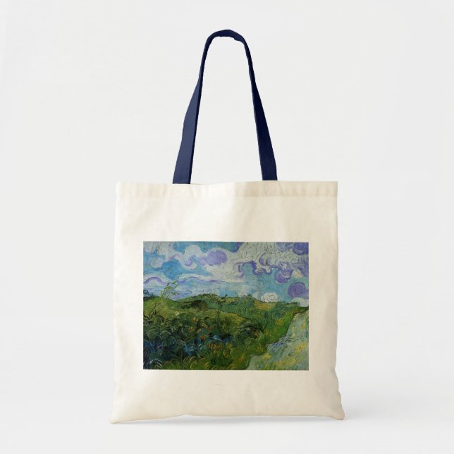 Bolso De Tela Campos de trigo verdes de Vincent van Gogh (Frente)