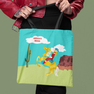 Bolso De Tela Campy Cowgirl occidental en caballo personalizado