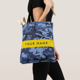 Bolso De Tela Camuflaje azul marino Tu nombre Personaliza