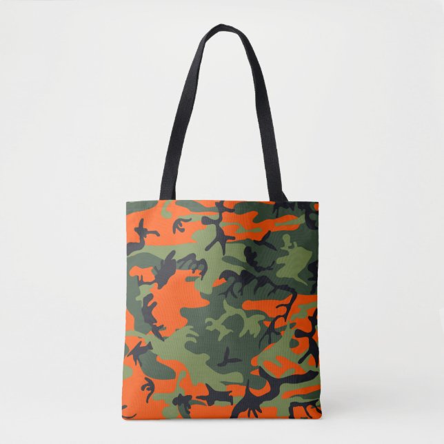 Bolso De Tela Camuflaje de camo negro, verde, naranja (Anverso)