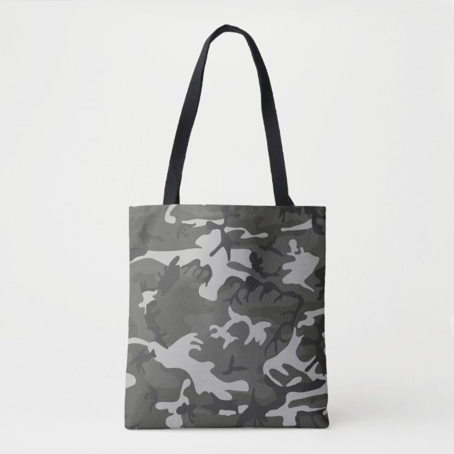 Bolso De Tela Camuflaje de resumen gris moderno de Camo (Anverso)