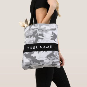 Bolso De Tela Camuflaje Gris Nieve de Invierno Personaliza tu no