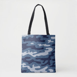 Bolso De Tela Camuflaje Jeans Background. Vintage Spots Denim