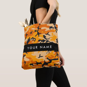 Bolso De Tela Camuflaje Naranja Personaliza tu nombre