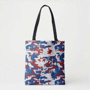 Bolso De Tela Camuflaje Rojo, Blanco y Azul con Brillo para el 4