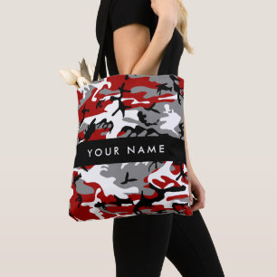 Bolso De Tela Camuflaje rojo y gris Tu nombre Personaliza