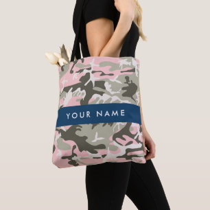 Bolso De Tela Camuflaje rosa y verde Tu nombre Personaliza