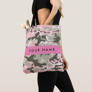 Bolso De Tela Camuflaje rosa y verde Tu nombre Personaliza