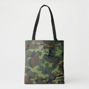 Bolso De Tela Camuflaje verde, marrón y negro de camo