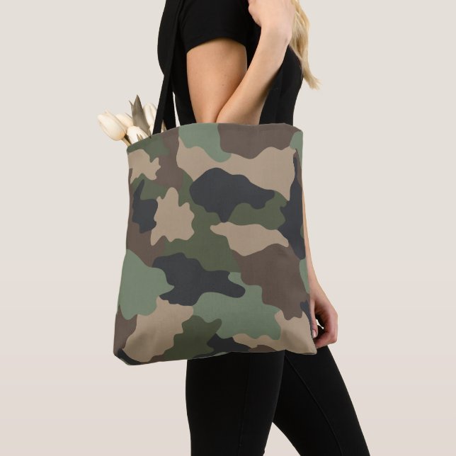 Bolso De Tela Camuflar Woodland Camo Khaki Tan Black (Detalle)