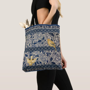 Bolso De Tela Canarias de diseño de Chinoiserie azul