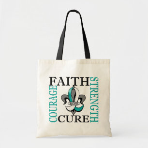 Bolso De Tela Cáncer de cuello del útero de la flor de lis 3