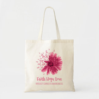 Bolso De Tela Cáncer de Mama Flor Flower Faith Hope Love Mama Ca