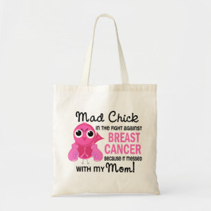 Bolso De Tela Cáncer de pecho enojado de la mamá del polluelo