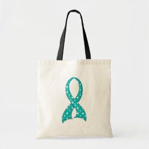 Bolso De Tela Cáncer ovárico de la cinta verde azulada del lun