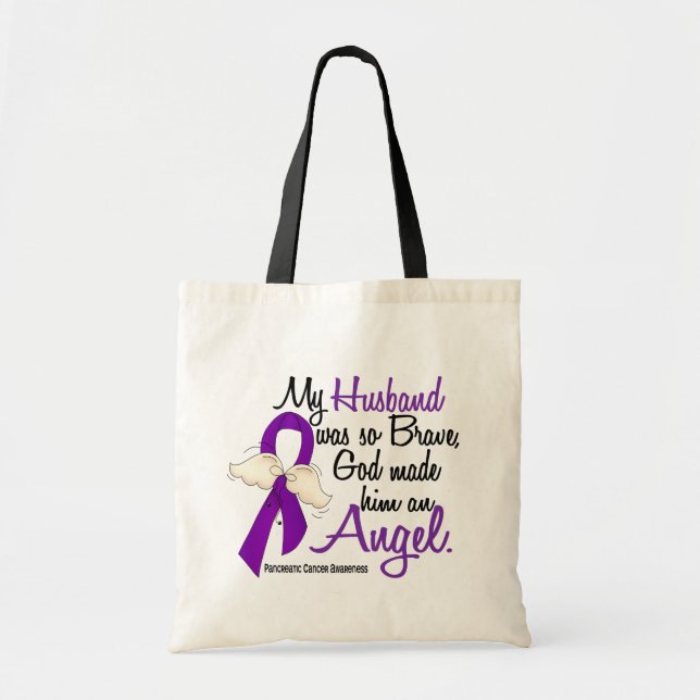 Bolso De Tela Cáncer pancreático del marido del ángel 2 (Frente)