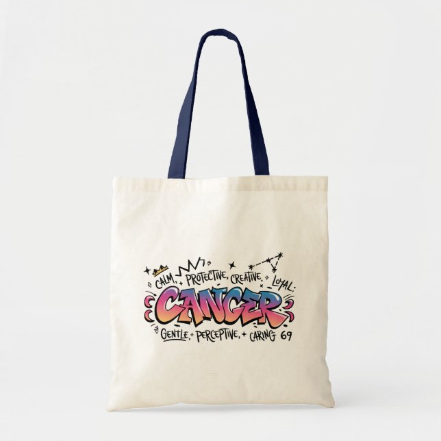 Bolso De Tela Cancer Zodiac Graffiti  (Frente)