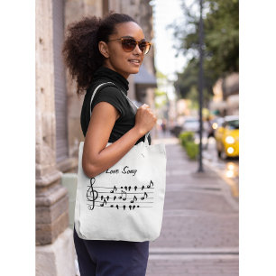 Bolso De Tela Canción de amor, pájaros sentados entre notas musi